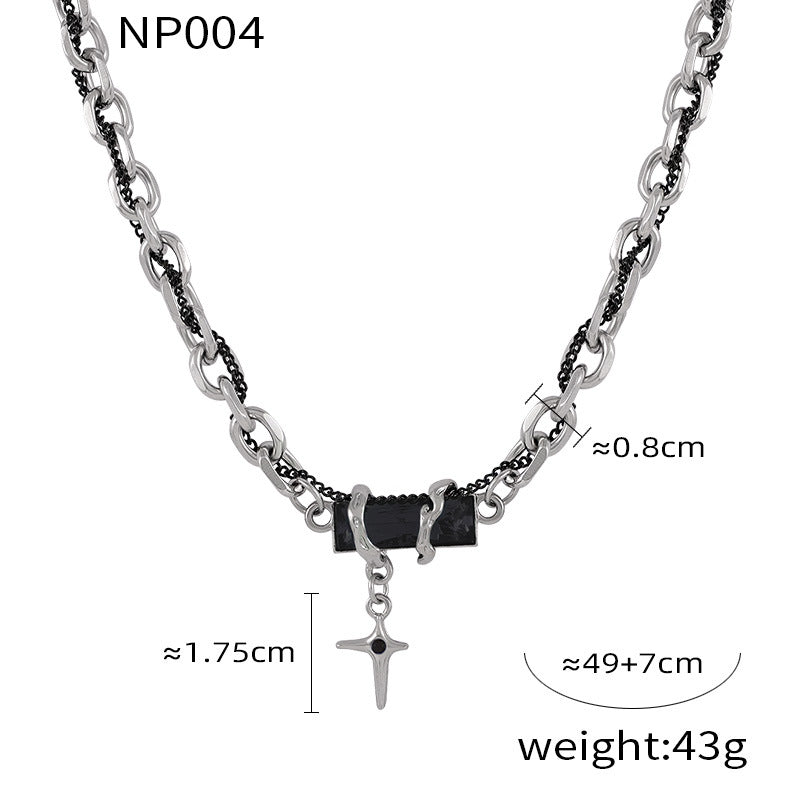 Wholesale  Hip-hop Style Winding Color Zircon Design Sense Cold Style Simple Titanium Steel Jewelry suit